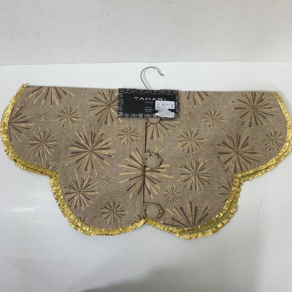 NEW Tahari Home Table Top Tree Skirt in Beige and Gold 24” - Picture 4 of 7